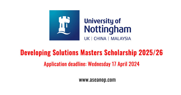 University of Nottingham Developing Solutions Masters Scholarship 2025/26